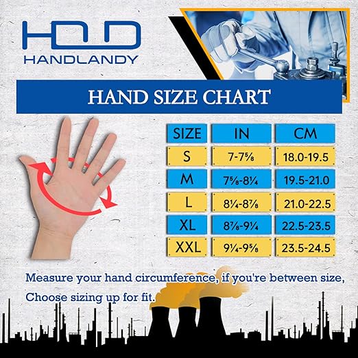 Handlandy Mens Work Gloves Anti Vibration Synthetic Leather Palm 5972
