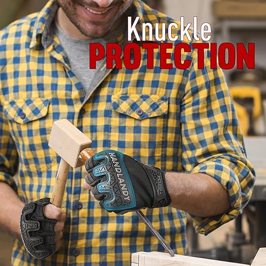 HANDLANDY Fingerless Work Gloves for Men Tactical Mechanics 6262