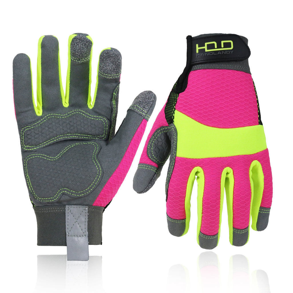 HANDLANDY Hi-vis Reflective Work Gloves for Women, Anti Vibration Gloves for Mowing, Power Tools 6304 HANDLANDY Hi-vis Reflective Work Gloves for Women, Anti Vibration Gloves for Mowing, Power Tools 6304
