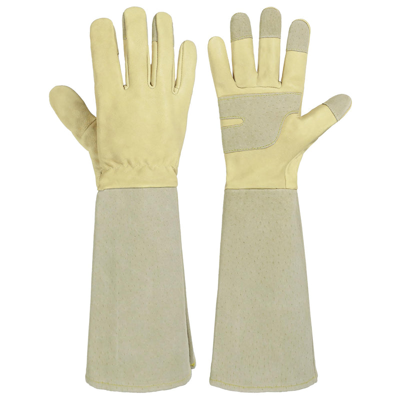HANDLANDY Rose Pruning Gloves for Men & Women, Thorn Proof Long Garden Gloves, Gardening Gifts for Gardeners - goatskin, 5197/5195/5190
