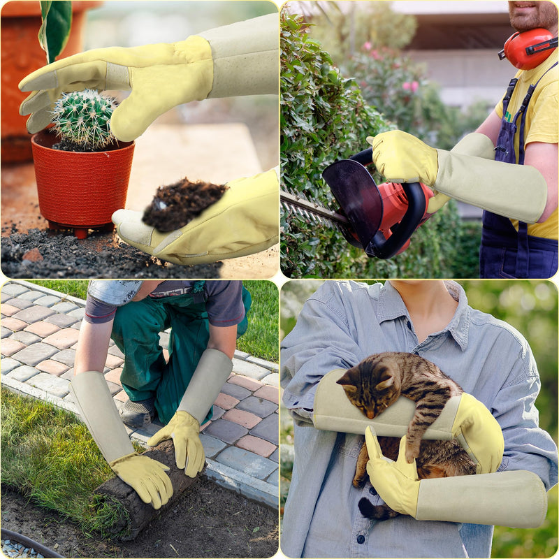HANDLANDY Rose Pruning Gloves for Men & Women, Thorn Proof Long Garden Gloves, Gardening Gifts for Gardeners - goatskin, 5197/5195/5190