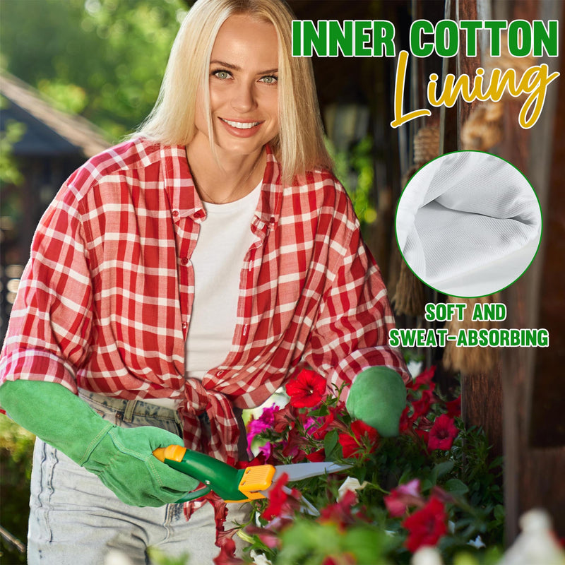 HANDLANDY Leather Gardening Gloves, Long Thorn Proof Rose Pruning Gloves 508890 (12 Pairs/120 Pairs )