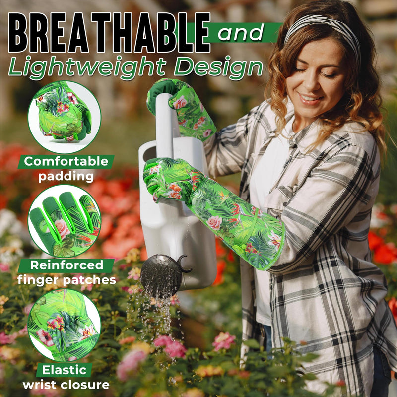 HANDLANDY Women Gardening Gloves, Thorn Proof Breathable Ladies Rose Pruning Garden Gauntlet Yard Gloves5215/5211