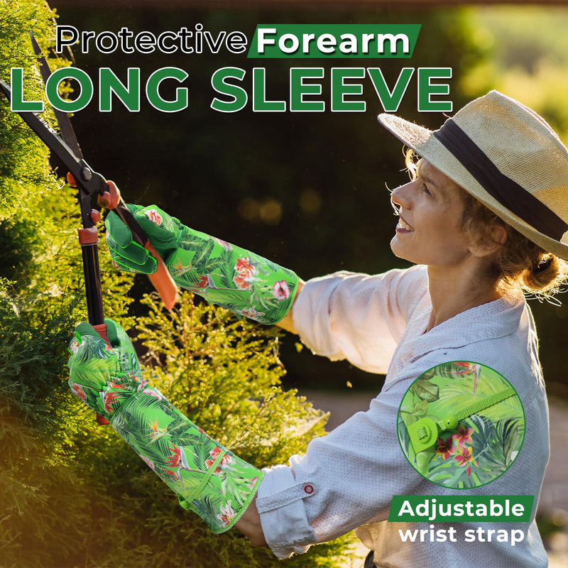 HANDLANDY Women Gardening Gloves, Thorn Proof Breathable Ladies Rose Pruning Garden Gauntlet Yard Gloves5215/5211