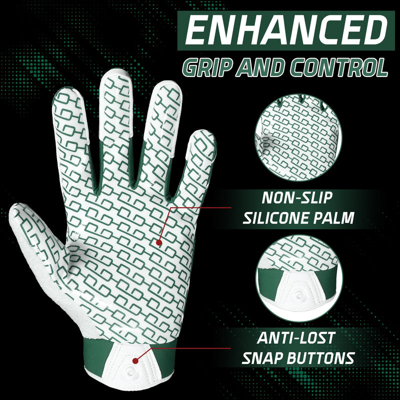 Youth Football Gloves, Sticky Wide Grip Receiver Gloves For Kids & Adult