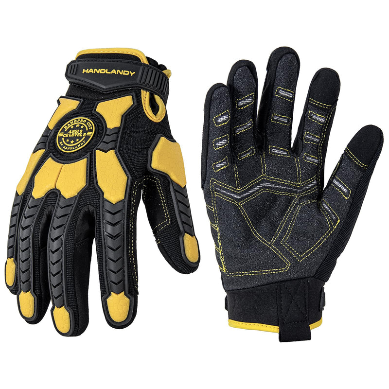 Handlandy TPR Impact Cut Resistant A6 Mechanics Work Gloves H688 Large / Yellow / 1 Pair