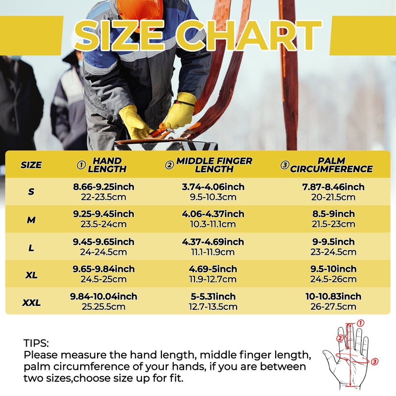 HANDLANDY Winter Water Repellent Insulated Leather Work Gloves 12107 12110