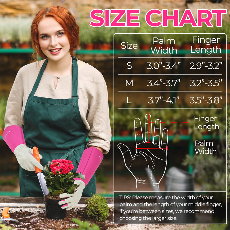 gardening gloves and apron HANDLANDY Pruning Gloves Long for Men & Women, Pigskin Leather Ros