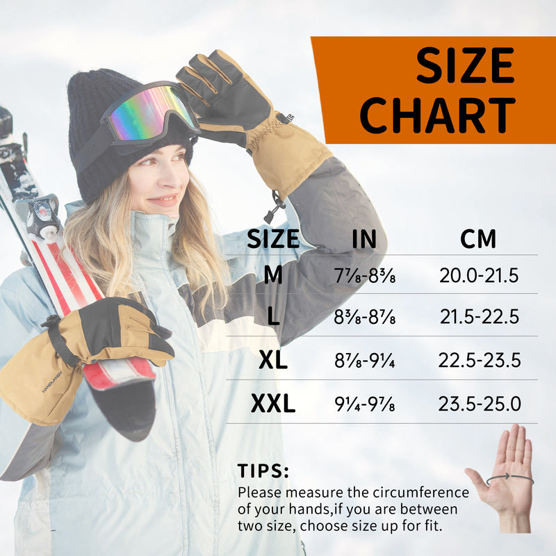 HANDLANDY Winter Waterproof Ski Gloves for Men Women, 3M Thinsulate Windproof Warm Snow Gloves, Thermal Cold Weather Gloves Gift for Skiing Snowboarding Outdoor Sports 8047