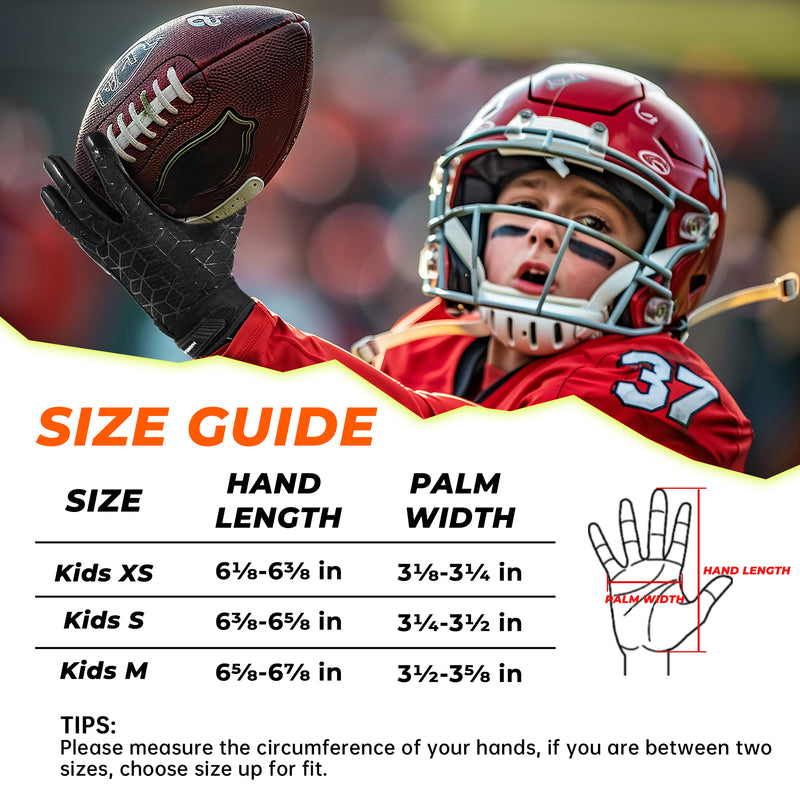 HANDLANDY Youth Football Gloves, Kids Sticky Receiver Glove,Best Gift for Boys,Girls S807