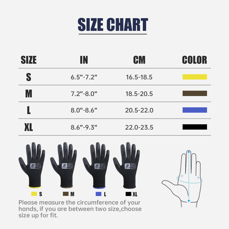 HLDD HANDLANDY PU Coated Safety Work Gloves, 6/12/60 Pairs Work Gloves 1129