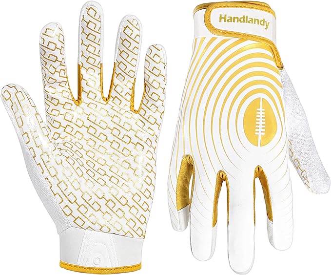 HANDLANDY Football Gloves White Stretch Men Women Adult S746
