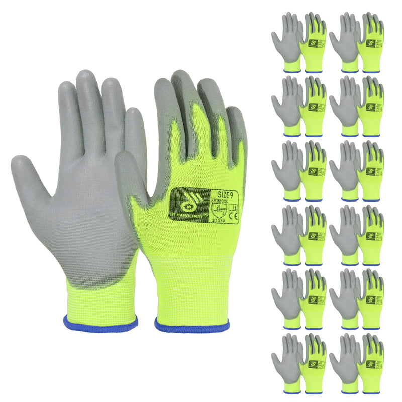 HANDLANDY PU Coated Safety Work Gloves, 6/12 Pairs Work Gloves 11170