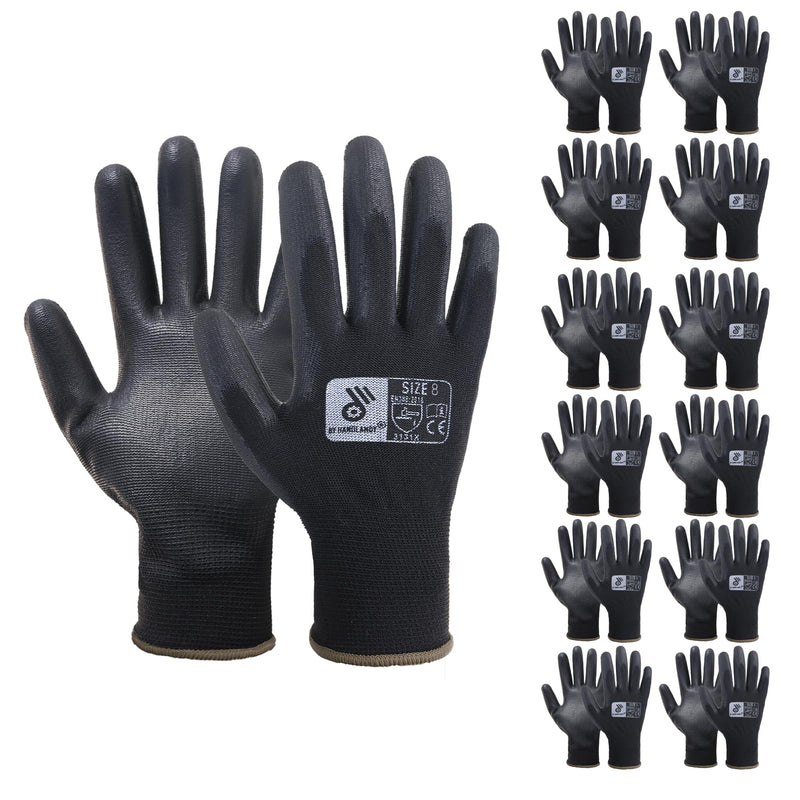 HANDLANDY PU Coated Safety Work Gloves, 6/12 Pairs Work Gloves 11170
