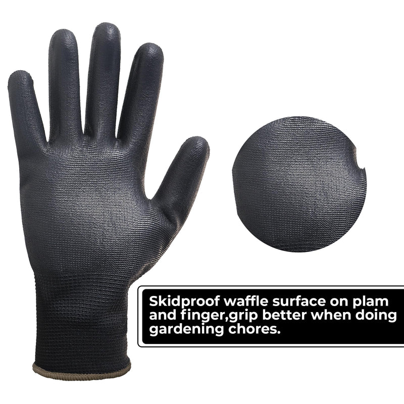 HANDLANDY PU Coated Safety Work Gloves, 6/12 Pairs Work Gloves 11170