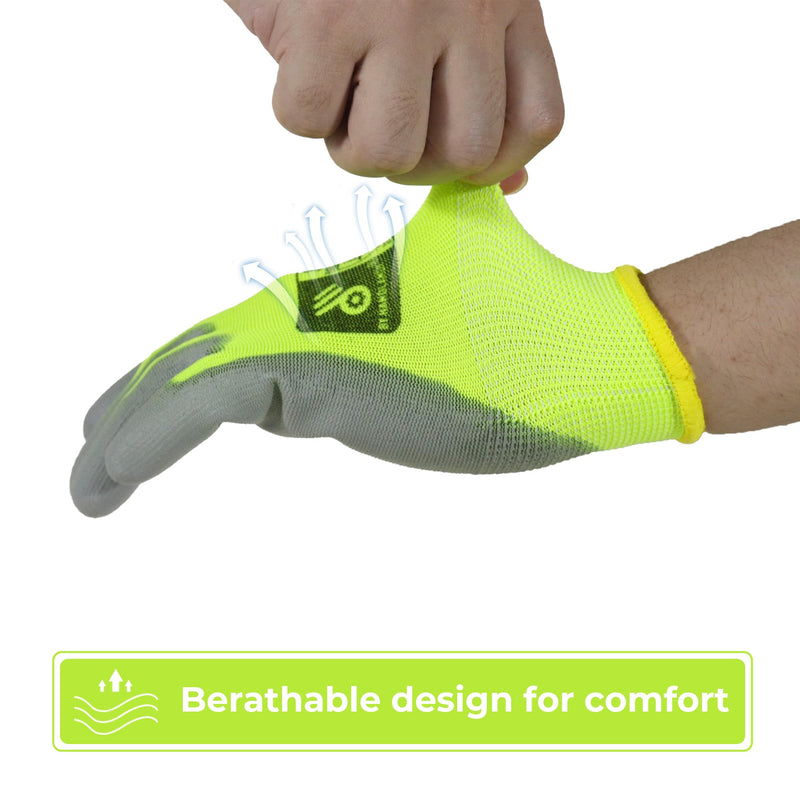 HANDLANDY PU Coated Safety Work Gloves, 6/12 Pairs Work Gloves 11170