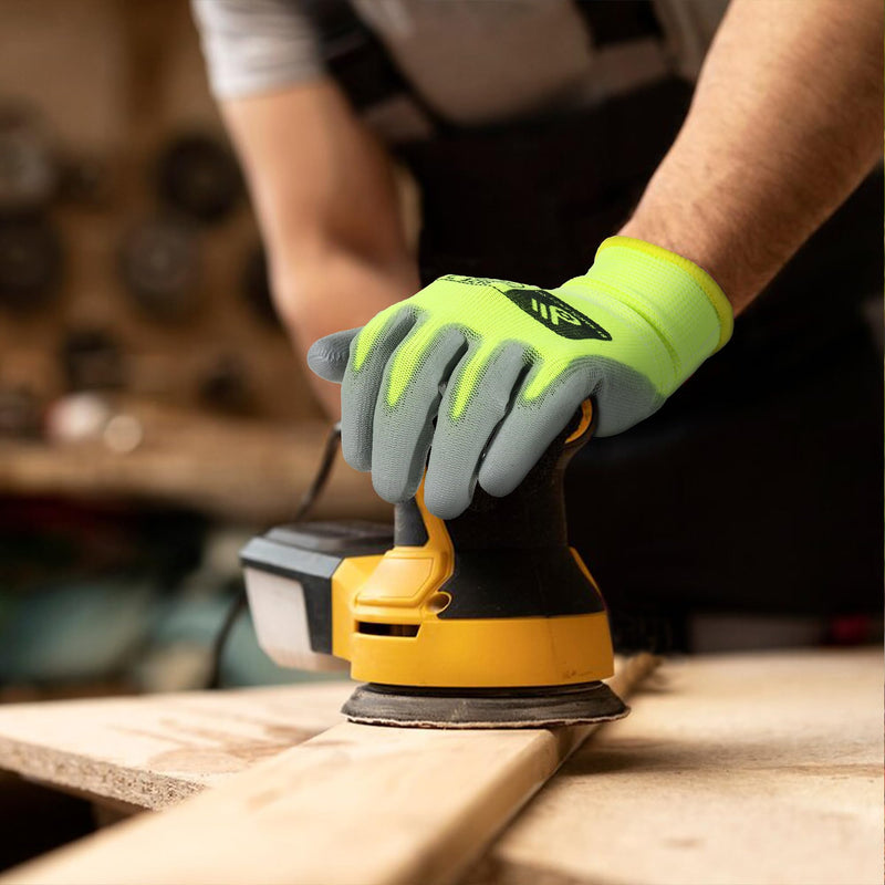 HANDLANDY PU Coated Safety Work Gloves, 6/12 Pairs Work Gloves 11170