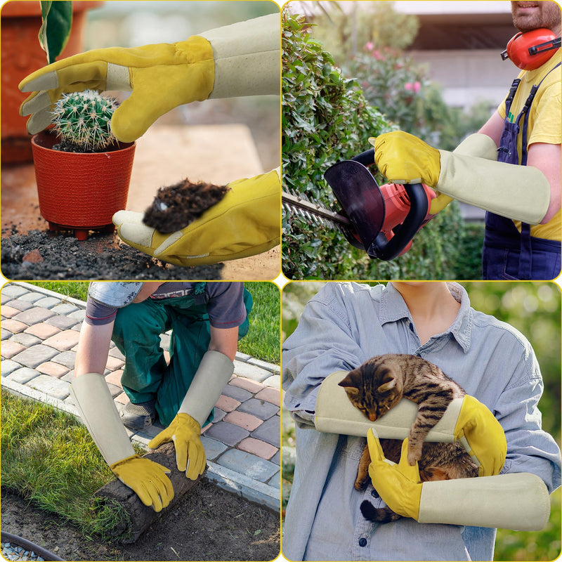 HANDLANDY Rose Pruning Gloves for Men & Women, Thorn Proof Long Garden Gloves, Gardening Gifts for Gardeners - goatskin, 5197/5195/5190