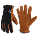 HANDLANDY Leather Work Gloves for Men and Women, Utility Tough Cowhide Glove for Gardening 12121