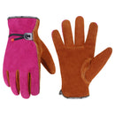 HANDLANDY Leather Work Gloves for Men and Women, Utility Tough Cowhide Glove for Gardening 12121