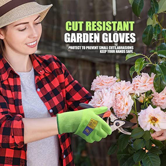 gardening gloves for small hands Handlandy Latex Free Gloves Gardening PU Coated ANSI CUT Level 3 1130 (6/12 Pairs) L / 6 pairs