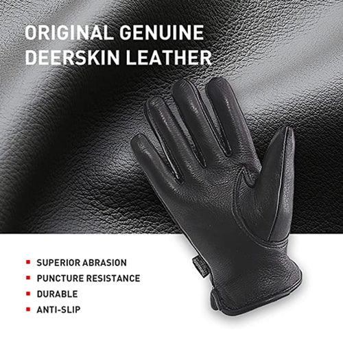 Gants de travail chauds en cuir de cerf Handlandy pour l'hiver, doublure 3M 1245