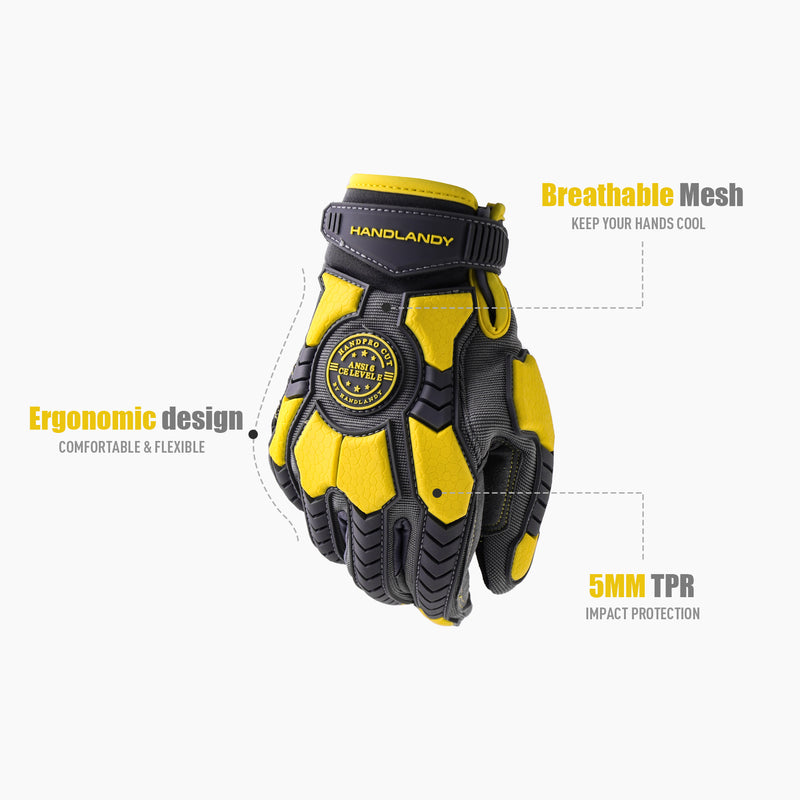 Gants d'impact Handlandy sécurité robuste ANSI Cut 6 TPR Protect H694