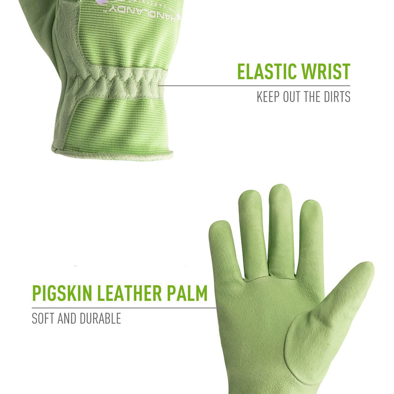 HANDLANDY Women Leather Gardening Gloves 3D Mesh Comfort Fit 5173