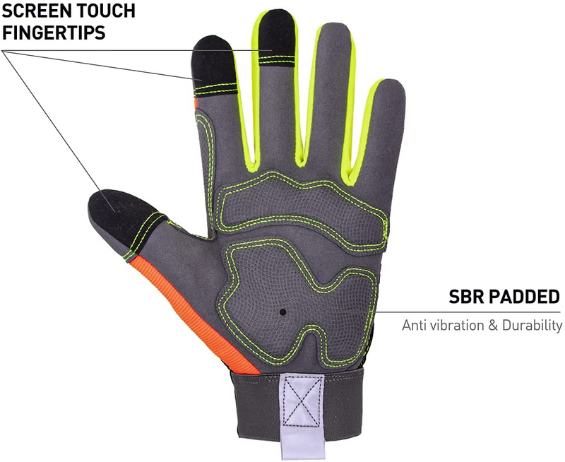 Handlandy 6/10 pairs Men Work Glove Hi-vis Reflective Synthetic Leather Palm 5805