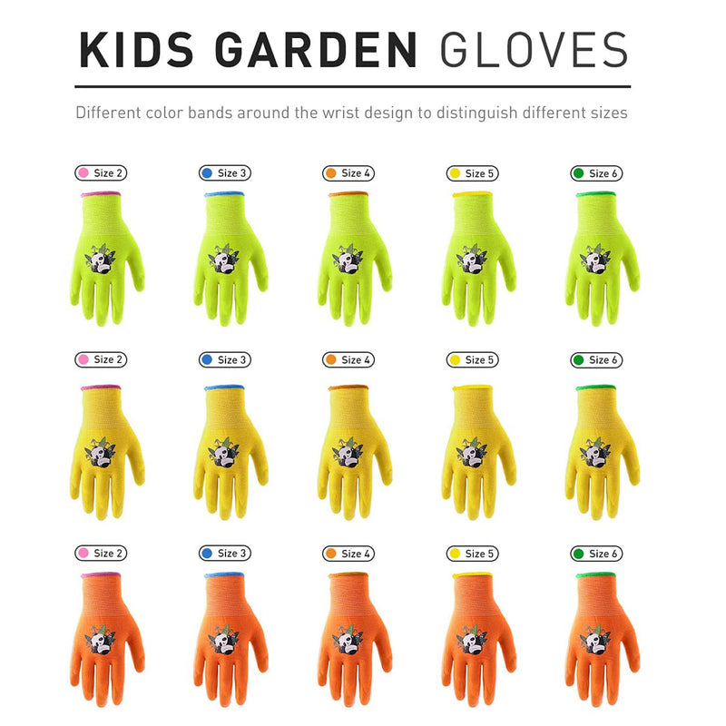 Handlandy Children Gardening Gloves with Rubber Coated Palm 51404142 (3/6/12 Pairs)