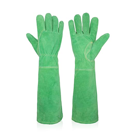 HANDLANDY Ladies Leather Gardening Gloves Bulk, Long Thorn Proof Rose Pruning Gloves 508890 (12 Pairs )