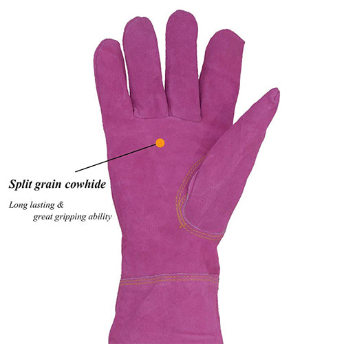 HANDLANDY Ladies Leather Gardening Gloves Bulk, Long Thorn Proof Rose Pruning Gloves 508890 (12 Pairs )