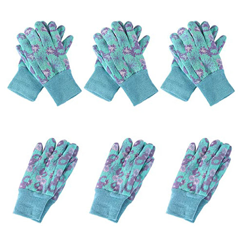 Handlandy 4/6 Pairs Women Gardening Gloves Cotton Jersey PVC Floral Yard 5092