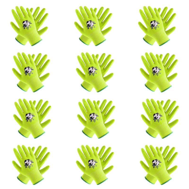 Handlandy Kids Gardening Gloves Bright Color Knit Wrist Perfectly 5140 (12 Pairs)