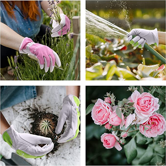 HANDLANDY Gardening Gloves Flexible Soft Leather Yard Work 51756