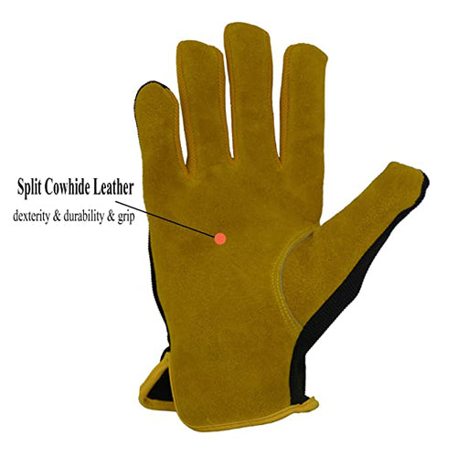 Handlandy Men Leather Gardening Gloves Bulk,Pack of 12 Pairs Utility Work Gloves for Mechanics, Construction 59646013