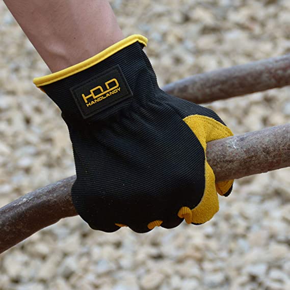 Handandy Herren-Gartenhandschuhe aus Leder, Packung mit 12 Paar Arbeitshandschuhen für Mechaniker, Baugewerbe 59646013