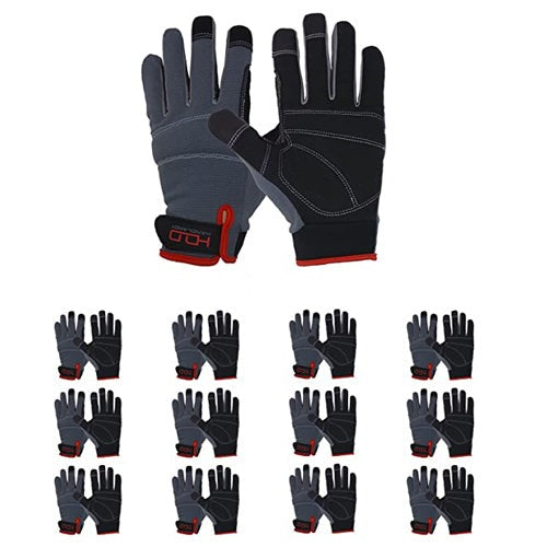 Gants de travail en vrac Handlandy pour hommes, paquet de 12 gants utilitaires flexibles et respirants pour écran tactile, jointures et paume rembourrées 5972