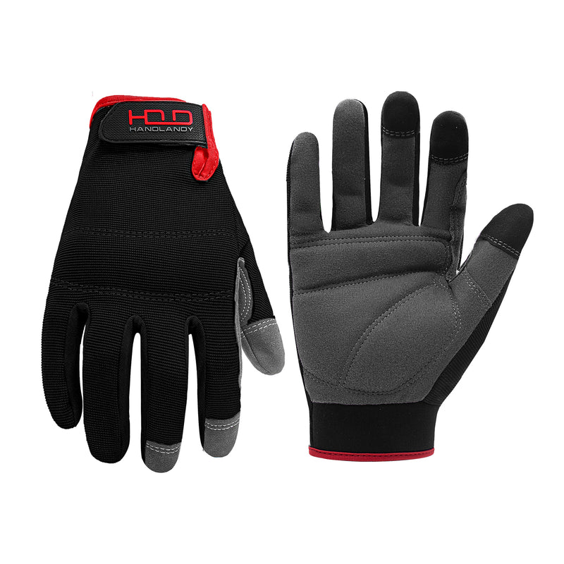 Gants de travail en vrac Handlandy pour hommes, paquet de 12 gants utilitaires flexibles et respirants pour écran tactile, jointures et paume rembourrées 5972