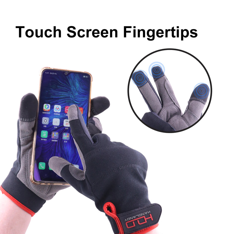 Handlandy Bulk Work Gloves for Men Pack of 12 Touch Screen Flexible Breathable Utility Gloves,Padded Knuckles & Palm 5972