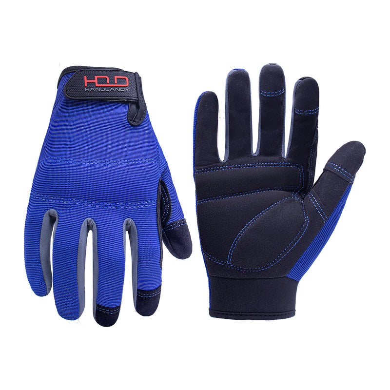 Gants de travail en vrac Handlandy pour hommes, paquet de 12 gants utilitaires flexibles et respirants pour écran tactile, jointures et paume rembourrées 5972