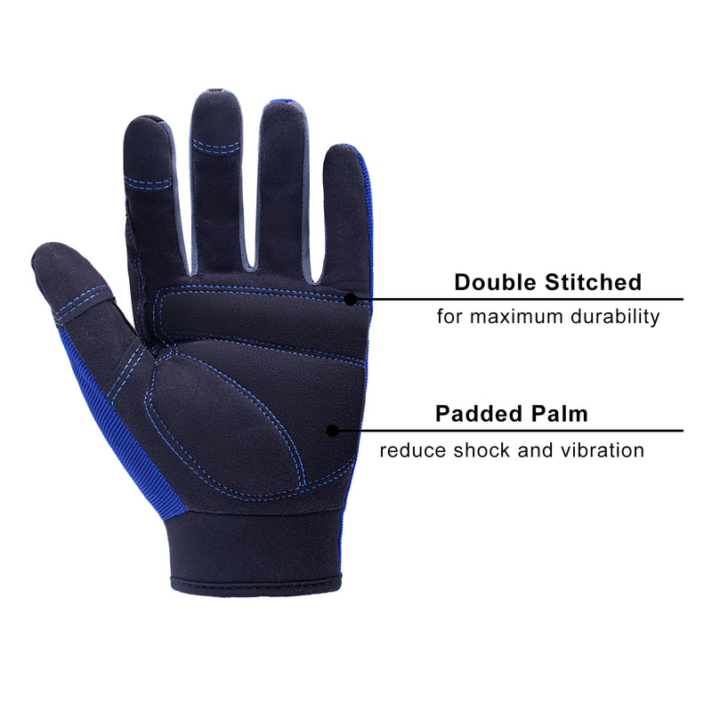 FREETOO Mechanic Work Gloves, [Full Palm Protection] [Excellent Grip] Working  Gloves with Padded Leather for Men Women, Knuckle Impact Absorption  Breathable Touchscreen Construction Gloves-2 Pair - Yahoo Shopping