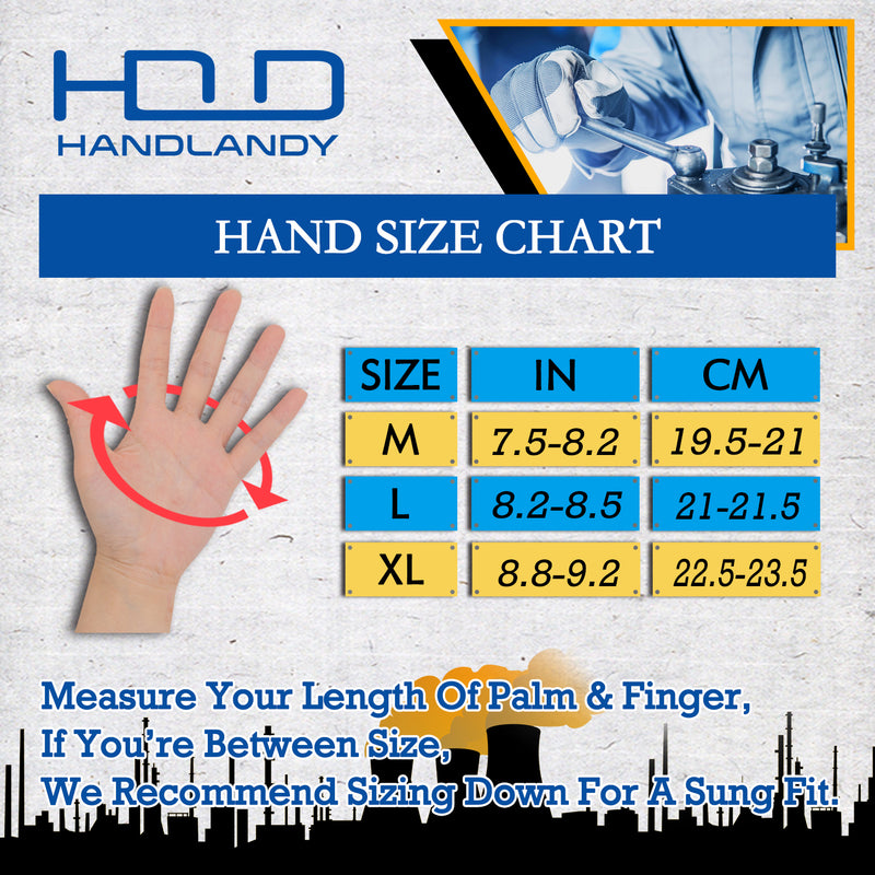 Handlandy Men Work Gloves Touch Screen Car Repair Construction 5972BL