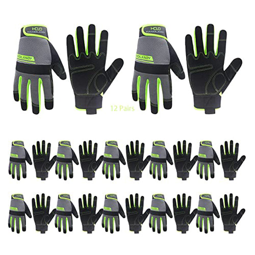 Gants de travail Handlandy pour hommes et femmes en vrac, paquet de 12 paires de gants de travail de mécanicien utilitaires flexibles et respirants pour écran tactile 6035