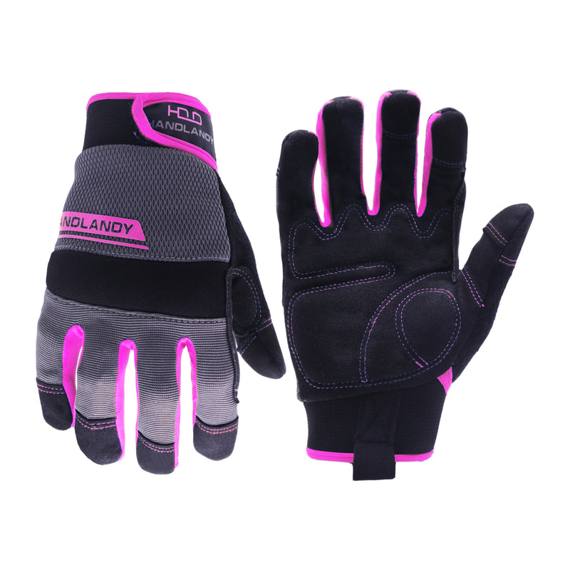 Handlandy Gants de travail utilitaires pour femmes, paquet de 12 paires, gants de travail flexibles et respirants pour mécanicien de chantier, écran tactile 6035VIP