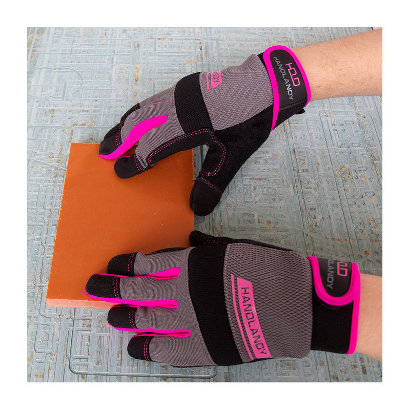 Handlandy Gants de travail utilitaires pour femmes, paquet de 12 paires, gants de travail flexibles et respirants pour mécanicien de chantier, écran tactile 6035VIP