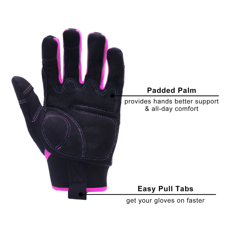 Handlandy Utility Work Gloves for Women, Flexible Breathable Yard Mechanic Working Gloves Touch Screen 6035VIP (12 Pairs)