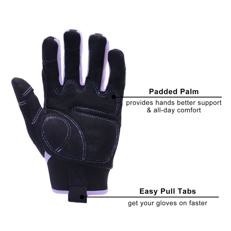 Handlandy Gants de travail utilitaires pour femmes, paquet de 12 paires, gants de travail flexibles et respirants pour mécanicien de chantier, écran tactile 6035VIP