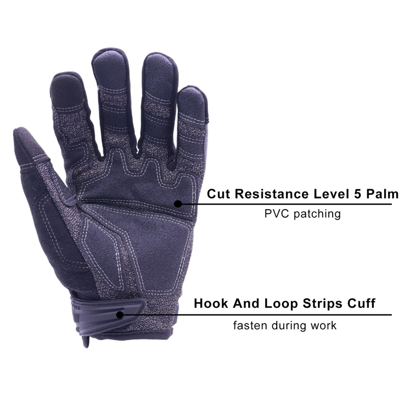 Handlandy Mens Work Gloves Bulk,Pack of 12 Pairs Cut Resistant Level 5  Mechanics Gloves,Tear & Abrasion Resistant Gloves 6077