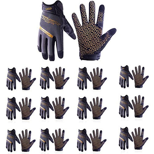 Gants de travail en vrac Handlandy avec poignée pour hommes et femmes, paquet de 12 paires de gants de travail de mécanicien pour écran tactile 6134